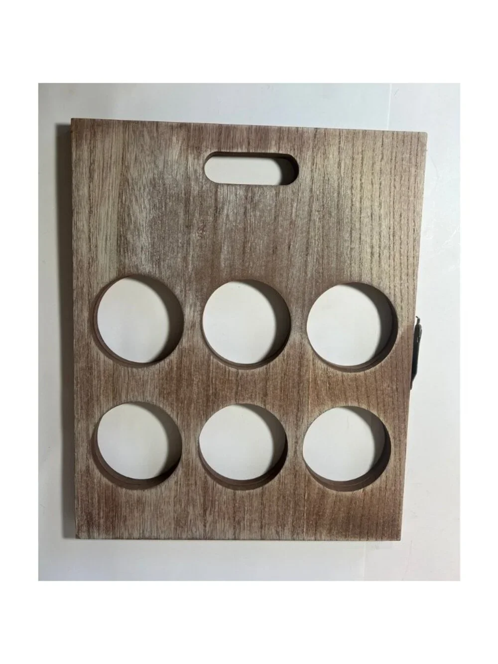 Rustic Wooden 6 Slot Beer Flight Taster Tray Folding Whitewash‎ Brown Wood